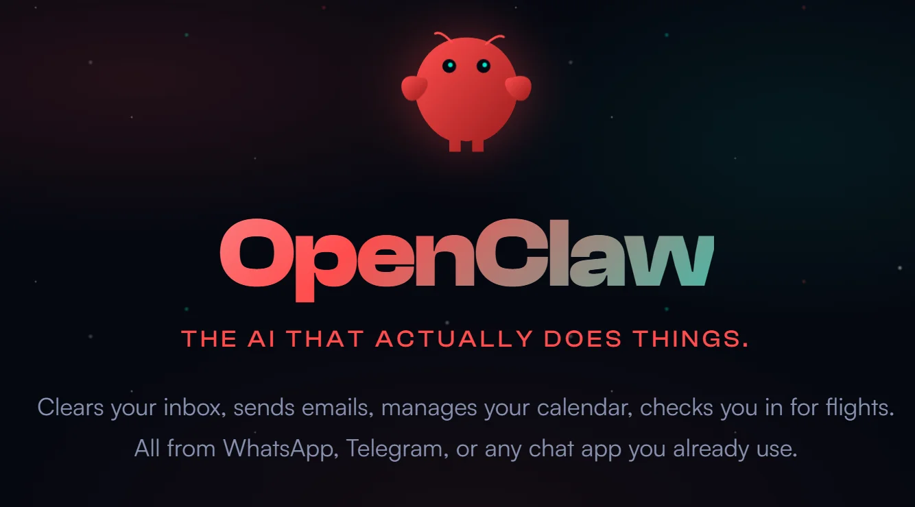 Screenshot of the OpenClaw website