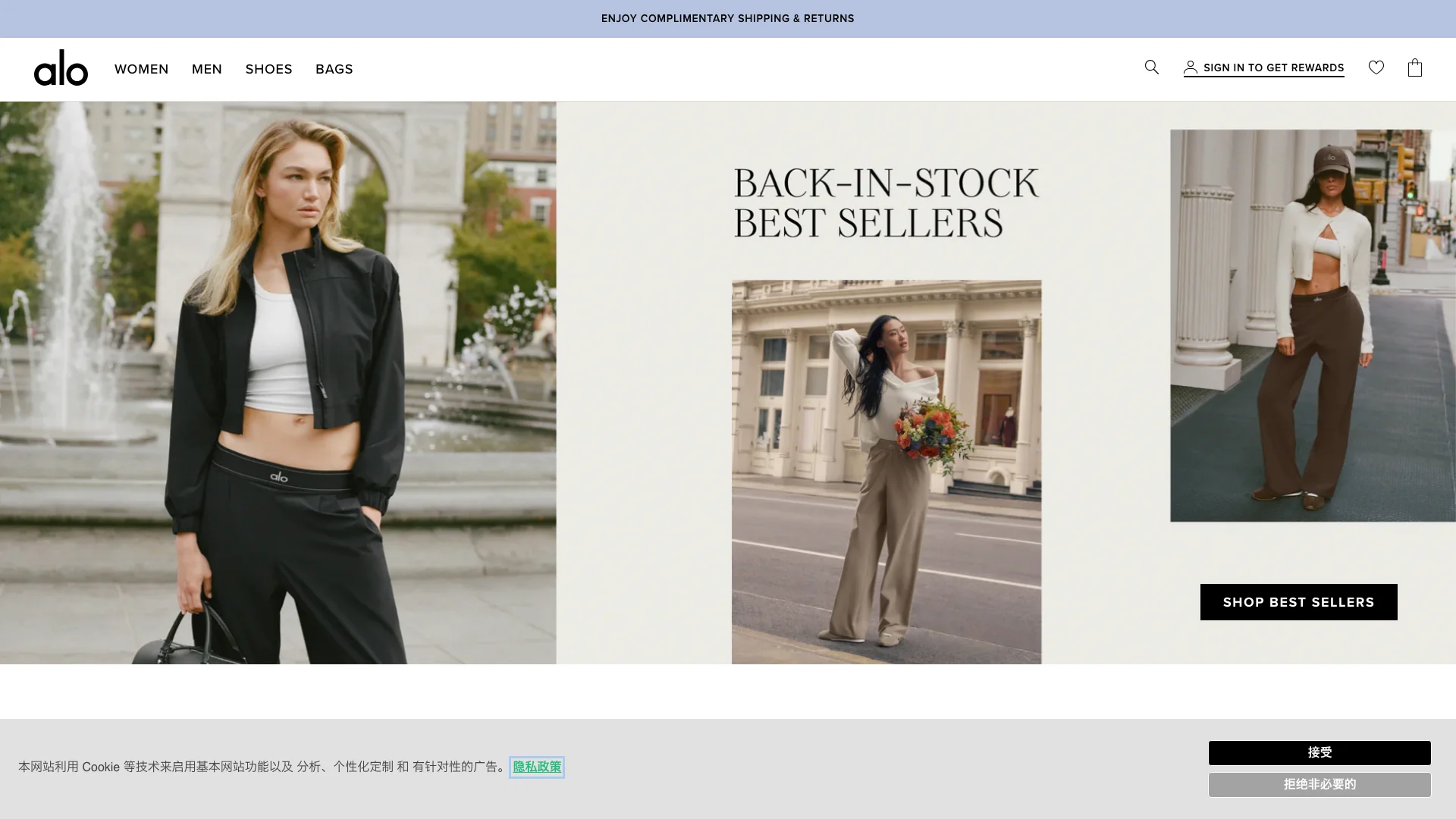 Alo Yoga homepage capture