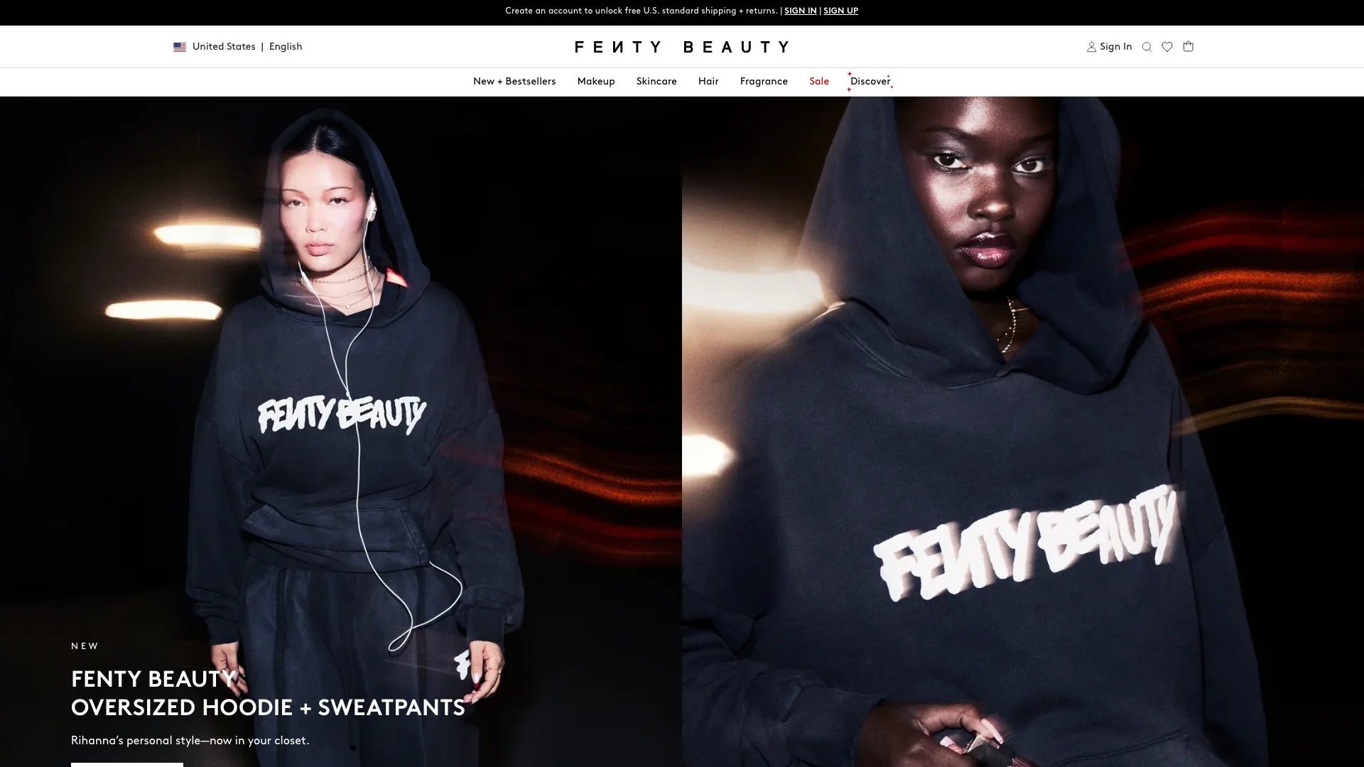 Fenty Beauty homepage capture