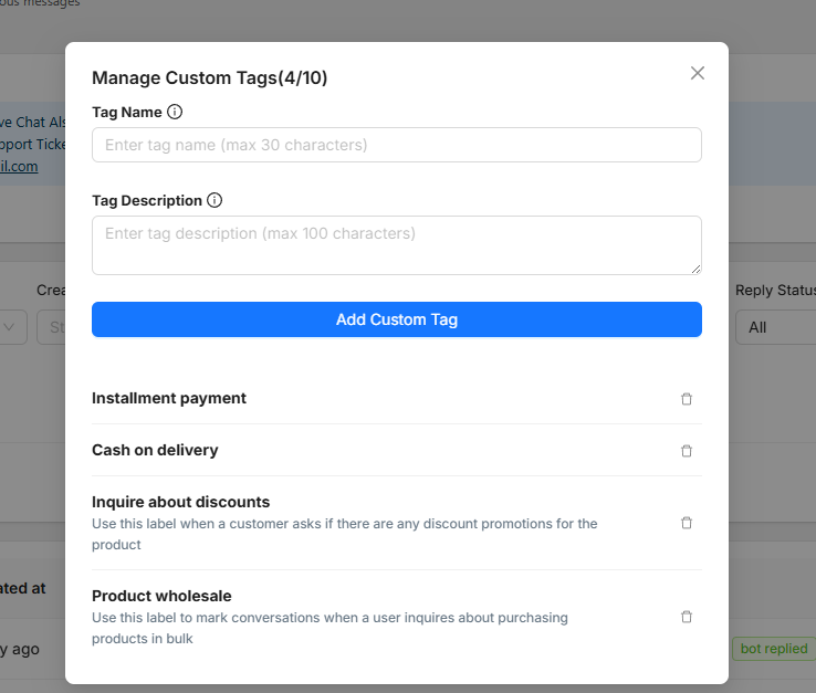Conversation Custom tag