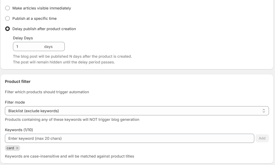 Automation Settings - 2